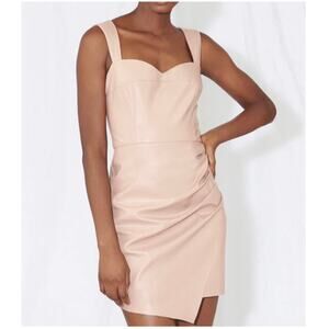 REVOLVE Saylor Basille Dress Faux Leather Pleated Mini Blush Pink Dress, S